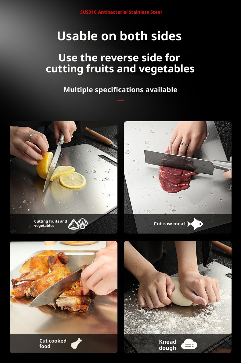 Mildew-proof Stainless Steel Double-sided Cutting Board Household