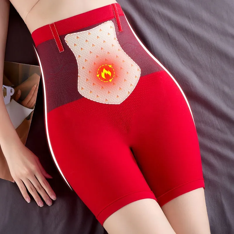 Autumn And Winter Seamless Slimming Waist Corset Body-building Warm Shaping Pants - Red