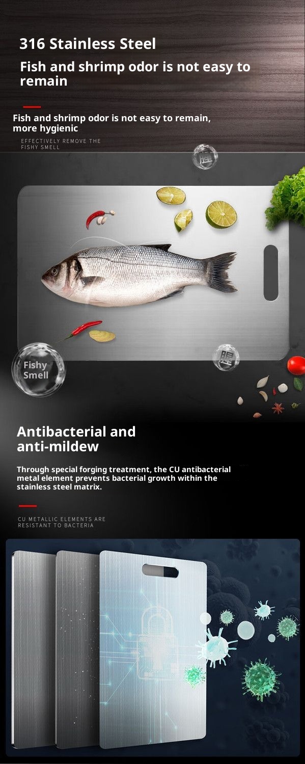 Mildew-proof Stainless Steel Double-sided Cutting Board Household