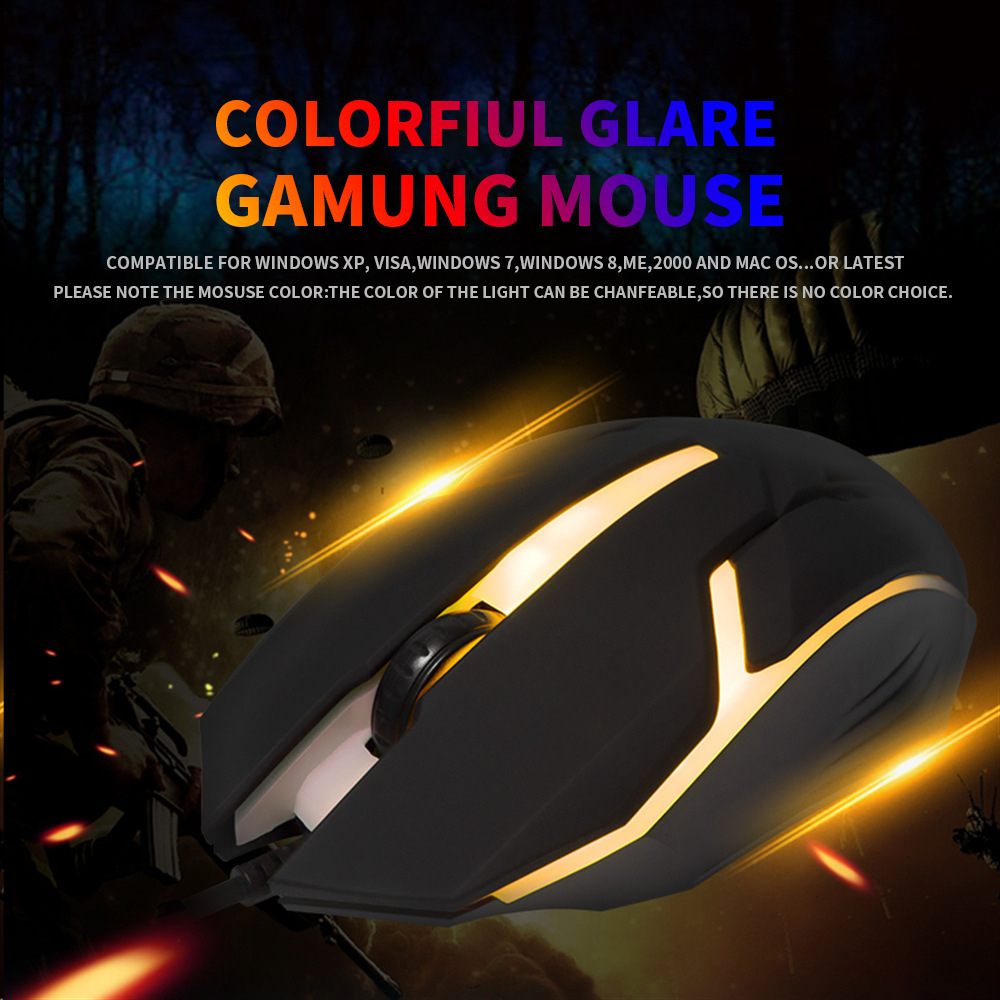Wired Mouse Computer E-sports Colorful Breathing Light Luminous USB Office Gaming