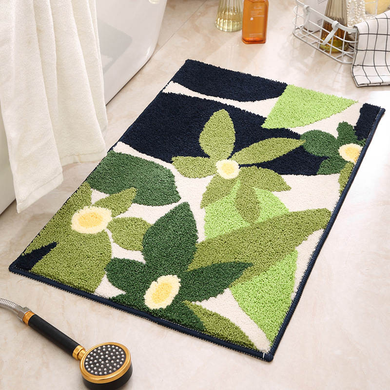 Ins Light Luxury Leaves Plant Jacquard Bathroom Non-slip Mat
