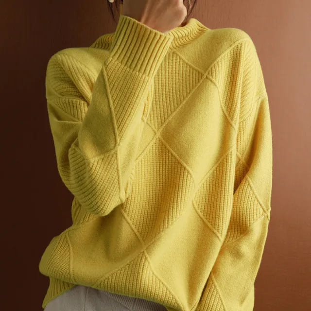 Knitwear Autumn And Winter Long sleeved Outer Wear Bottoming Shirt Yellow - Shop at LoveMi