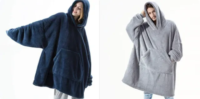 Hoodie Sweatshirt With Big Pocket Tops Sweater Comfortable Loose Double Sided Fleece Thicker Wearable Blanket Set14 One Size - Shop at LoveMi