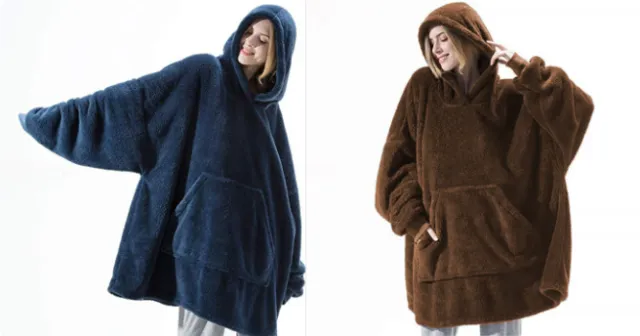 Hoodie Sweatshirt With Big Pocket Tops Sweater Comfortable Loose Double Sided Fleece Thicker Wearable Blanket Set11 One Size - Shop at LoveMi