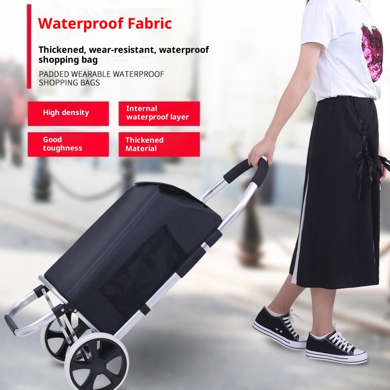 Aluminum Alloy Shopping Cart Pull Rod Folding Cart