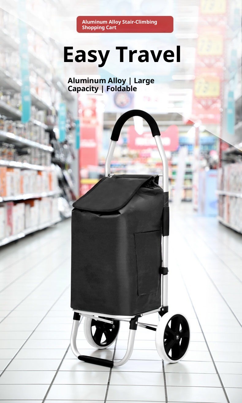 Aluminum Alloy Shopping Cart Pull Rod Folding Cart
