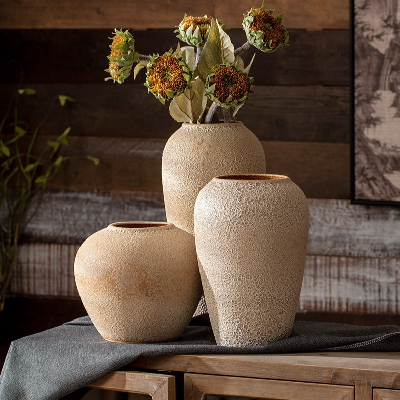 Pastoral Chinese Style Stoneware Glazed Vase