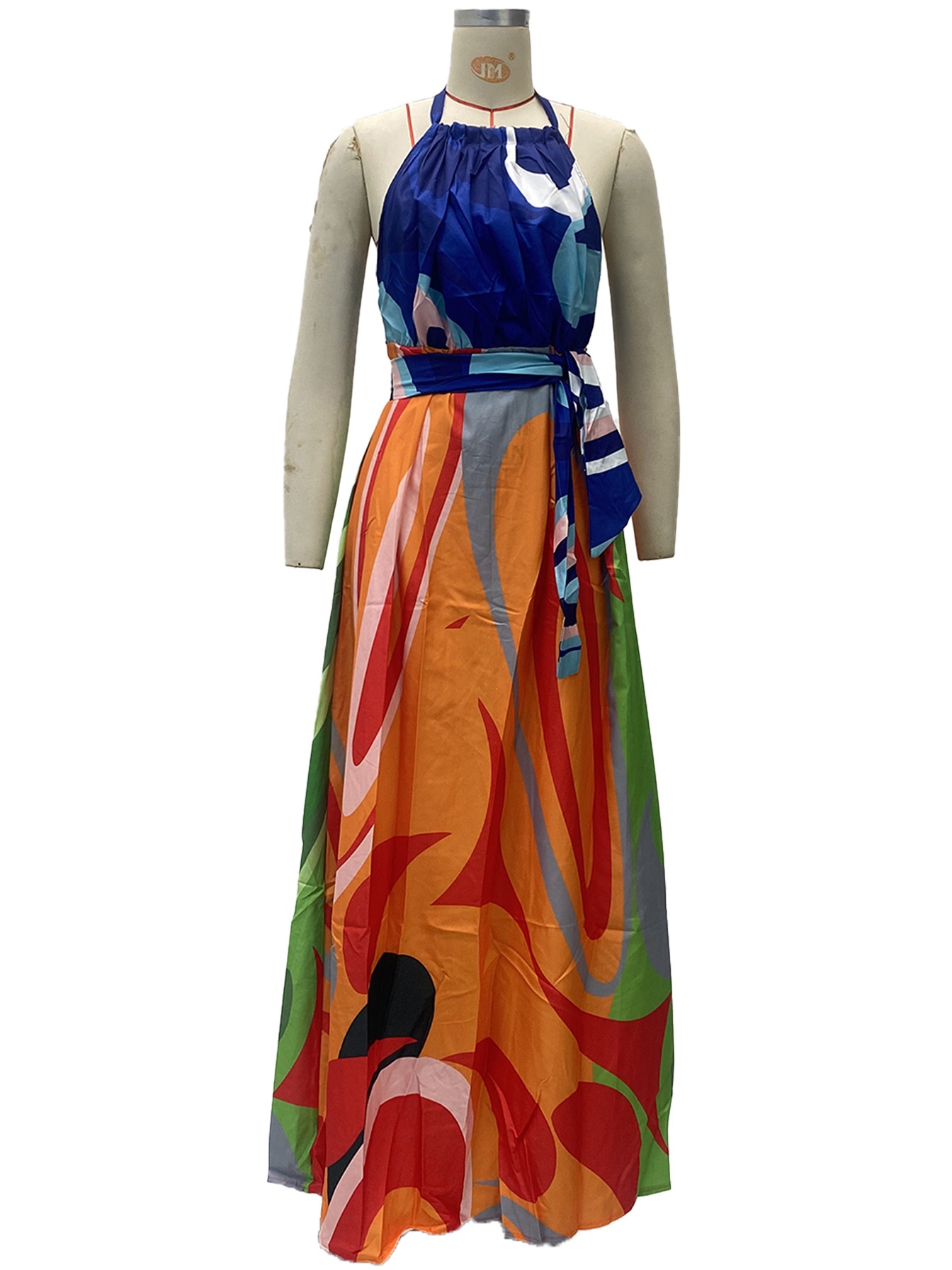 Women's Bohemian Halter Sleeveless 3 Digital Printed Dress