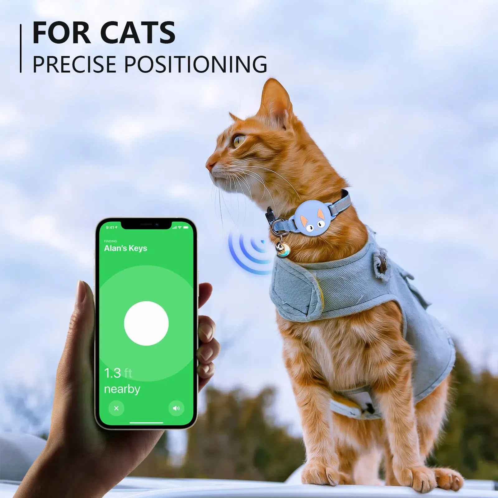 Reflective Cat Collar Positioning Dog Tracker Silicone Case