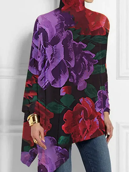 Plum & Red Asymmetric Long Pullover Multicolor - Shop at LoveMi
