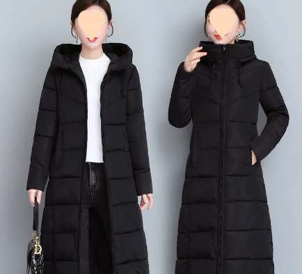 Western-Style Plus Size Mid-Length Cotton-Padded Winter Coat for Women - Image 3