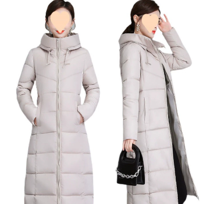 Western-Style Plus Size Mid-Length Cotton-Padded Winter Coat for Women - Image 5