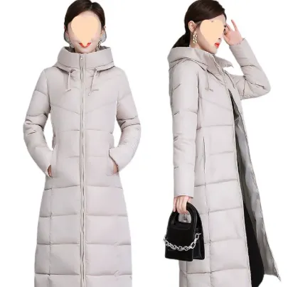 Western Style Plus Size Cotton-padded Clothes Mother's Clothes Winter Clothing Mid-length Cotton-padded Clothes Acrylic Fiber - Khaki