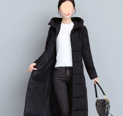 Western-Style Plus Size Mid-Length Cotton-Padded Winter Coat for Women - Image 1