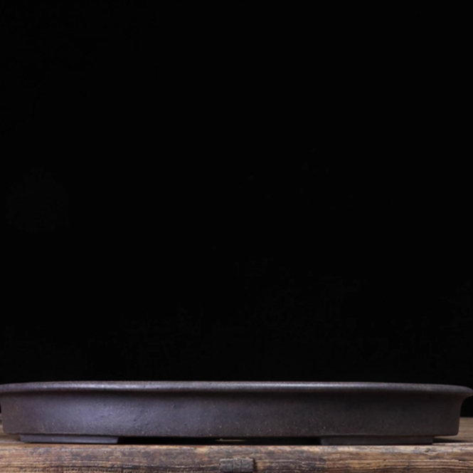 High Temperature Black Clay Large Oval Shallow Basin