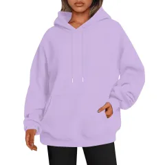 Men's And Women's Fashion Casual Exercise Drop-shoulder Sleeve Hoodie - Light Purple - View 1
