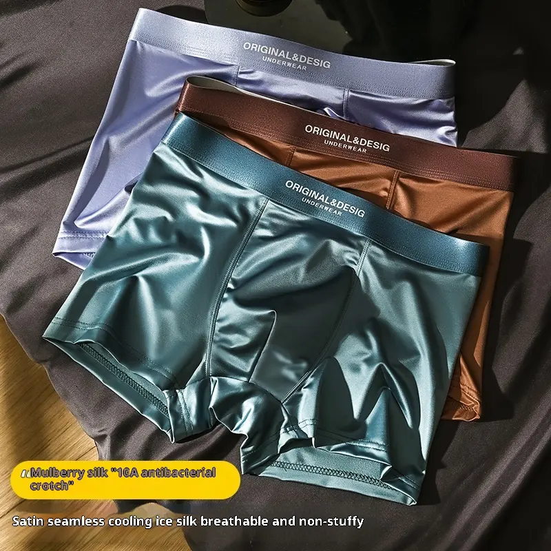Men's Satin Light Luxury Ice Silk Underwear Summer Breathable