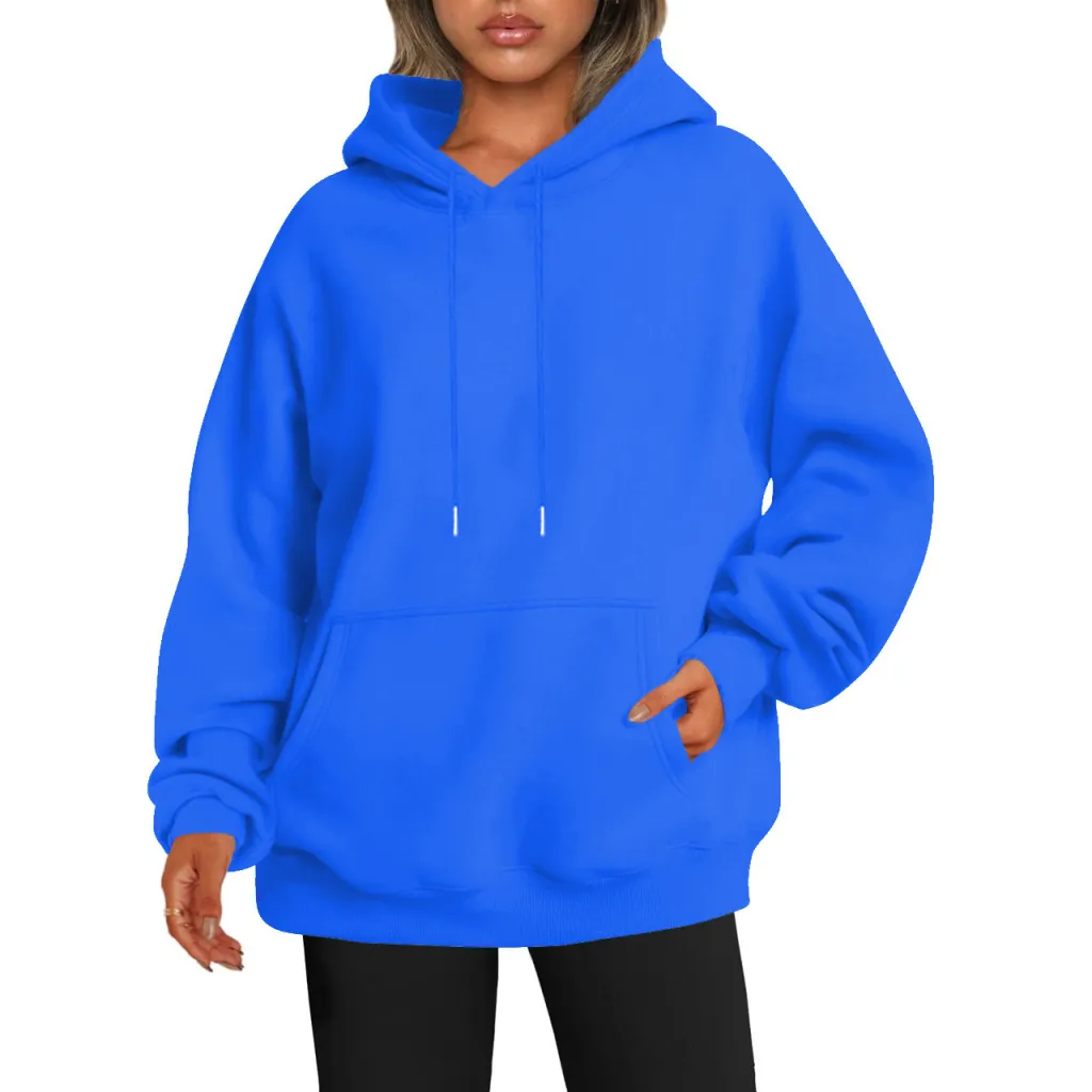 Men's And Women's Fashion Casual Exercise Drop-shoulder Sleeve Hoodie - Royal