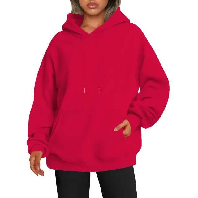 Men's And Women's Fashion Casual Exercise Drop shoulder Sleeve Hoodie Red - Shop at LoveMi
