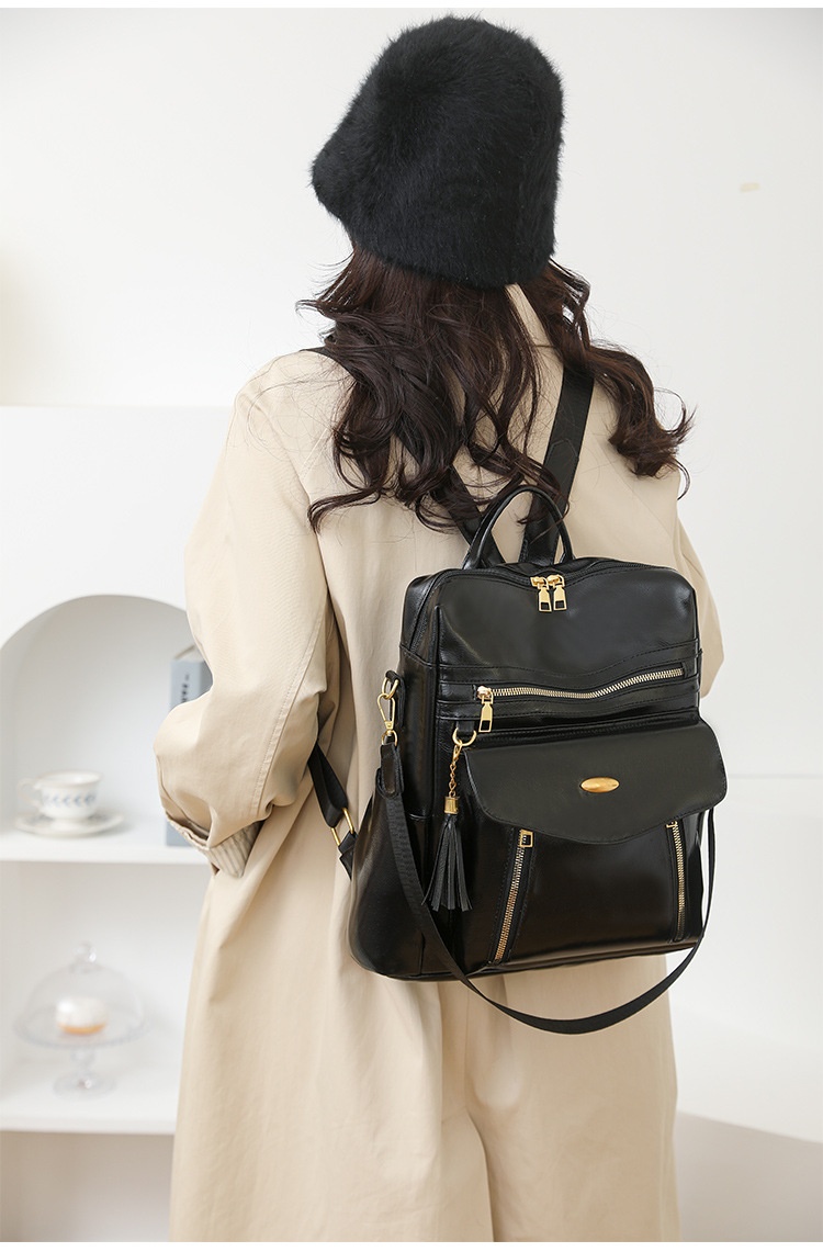 Convertible Bohemian Vegan Leather Backpack with Multiple Pockets