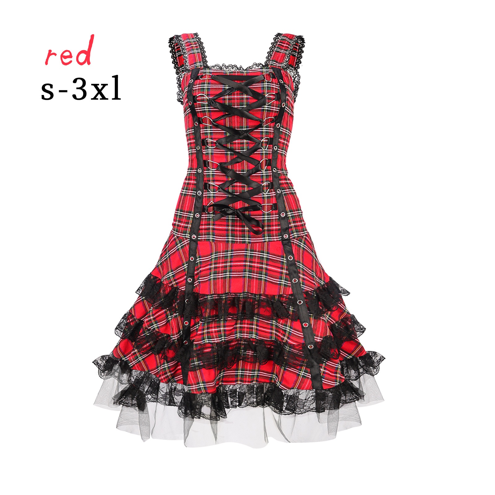 Summer European And American Fashion Women's Wear Plaid Dress Red - Shop at LoveMi