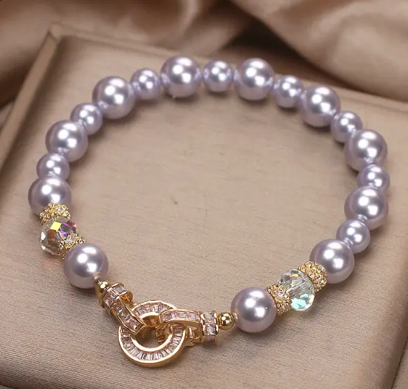 Chinese Style Blue Enamel Butterfly Pearl Bracelet