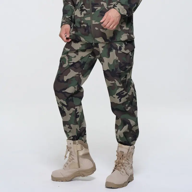 Outdoor Men's Fleece Soft Shell Pants Breathable And Windproof Wear-resistant