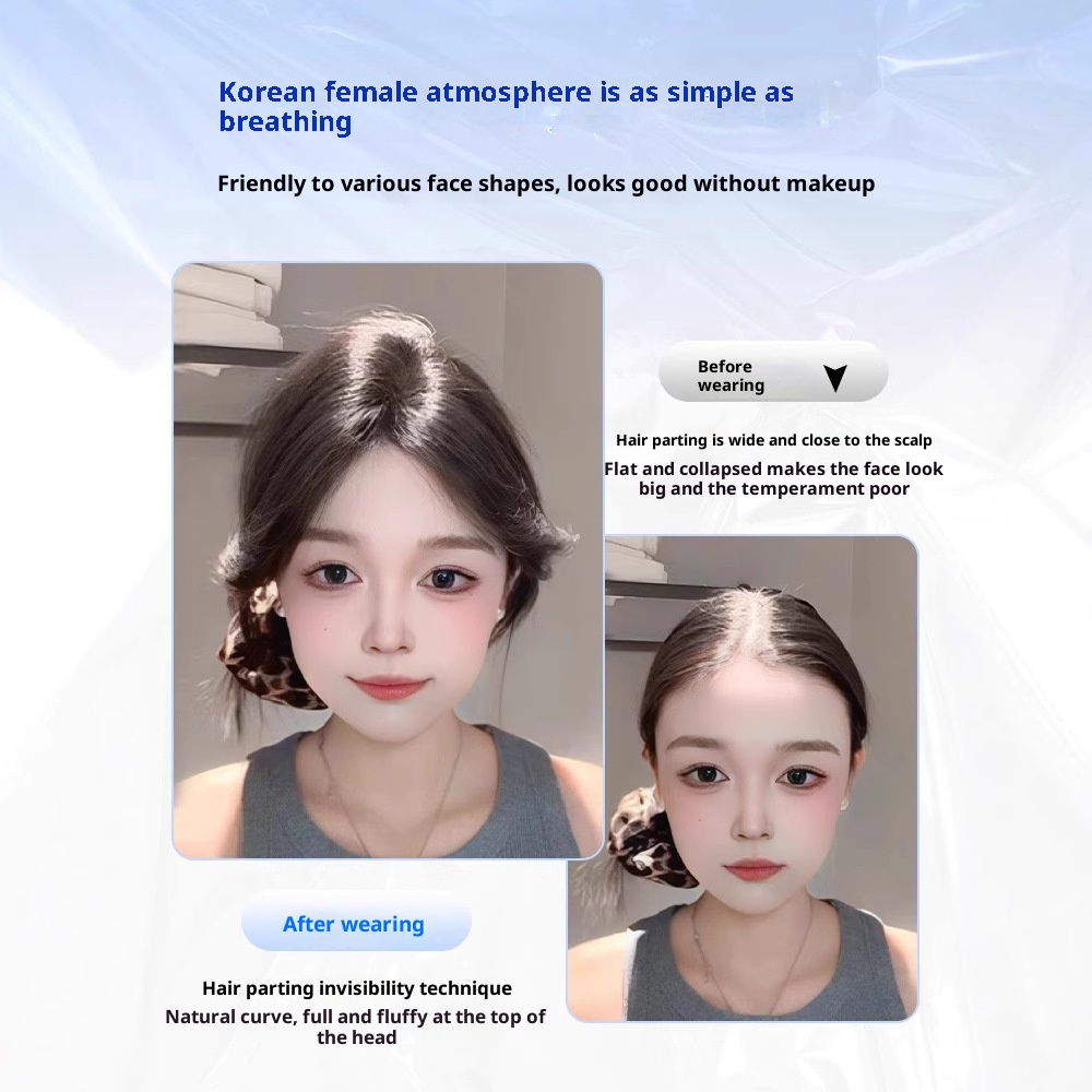 Velcro Head Real Hair Bangs Wig Set 3