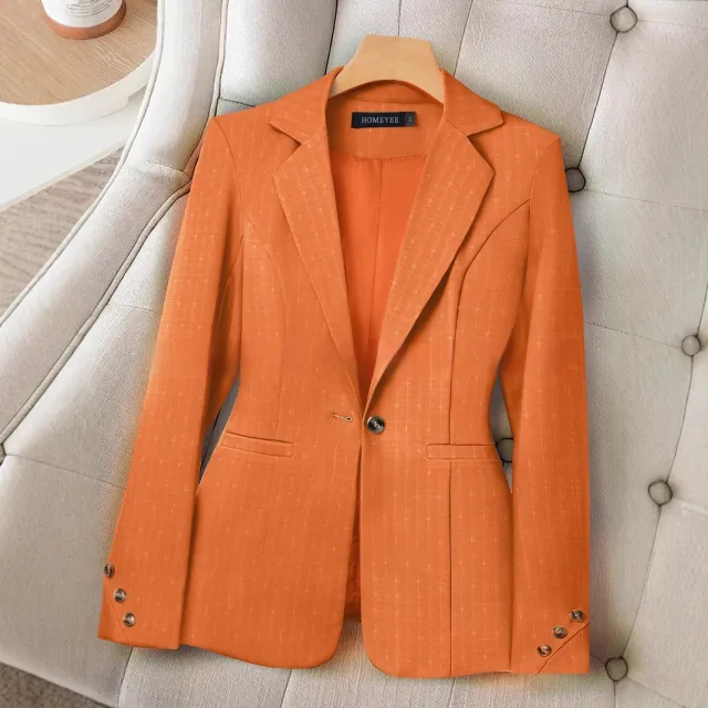 Elegant Orange Geometric Pattern Suit Collar Fashion Long Sleeve Casual Orange - Shop at LoveMi