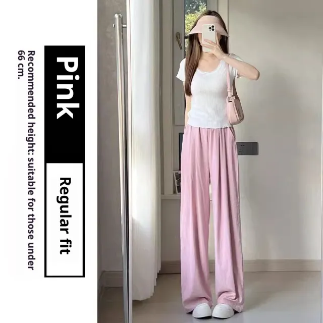 Casual Tall Sweatpants Idle Style White Wide Leg Pants Pink - Shop at LoveMi