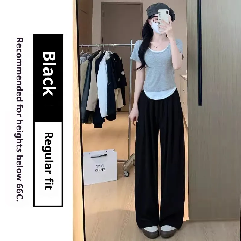 Casual Tall Sweatpants Idle Style White Wide Leg Pants - Black And Gray