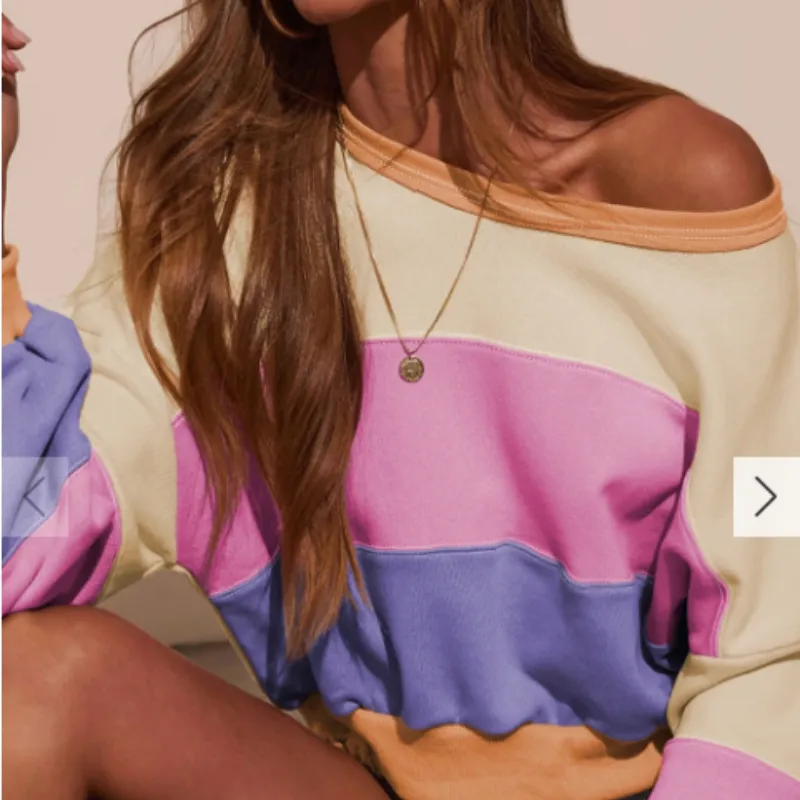 Collage Strapless Cut Sweatshirt Top - Phalaenopsis