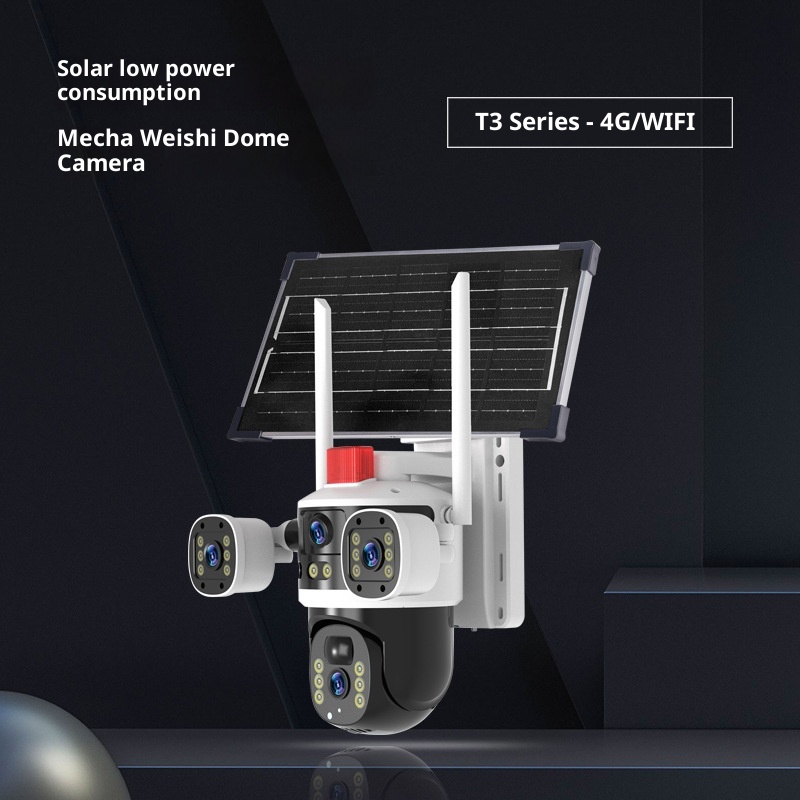Solar Ultra High Definition Surveillance Trinocular Camera