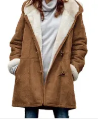 Women's Mid length Windbreaker Coat Coat Warm Top Brown1 - Shop at LoveMi