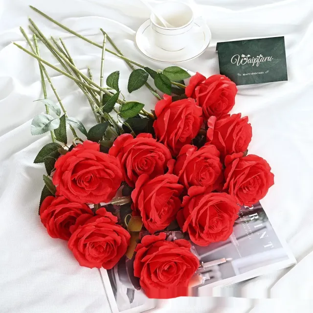 Artificial White Raw Silk Rose Artificial Fake Flower Dark Red - Shop at LoveMi