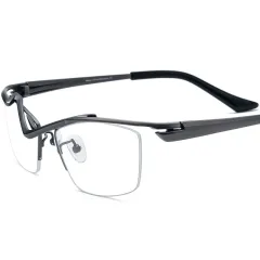 Myopia Glasses Rim Square Half-rim Glasses Frame Women - Grey - View 1