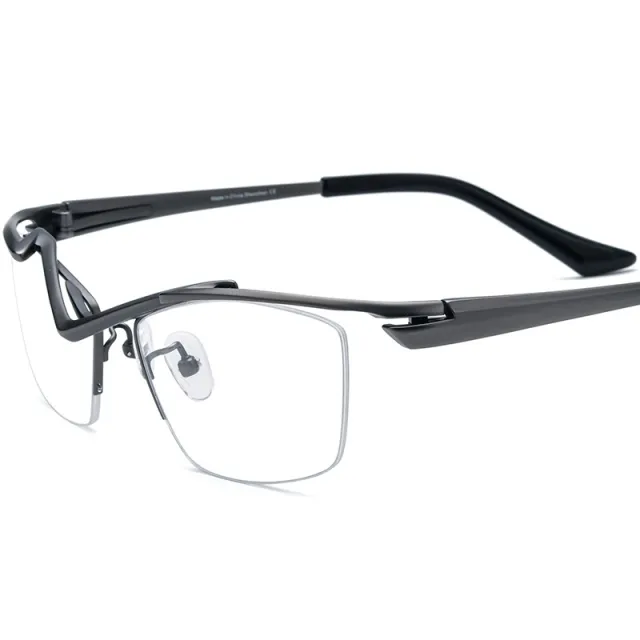 Myopia Glasses Rim Square Half rim Glasses Frame Women Gray - Shop at LoveMi
