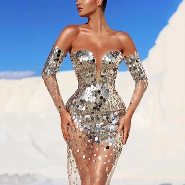 Elegant Fairy Banquet Temperament Dress Silver - Shop at LoveMi