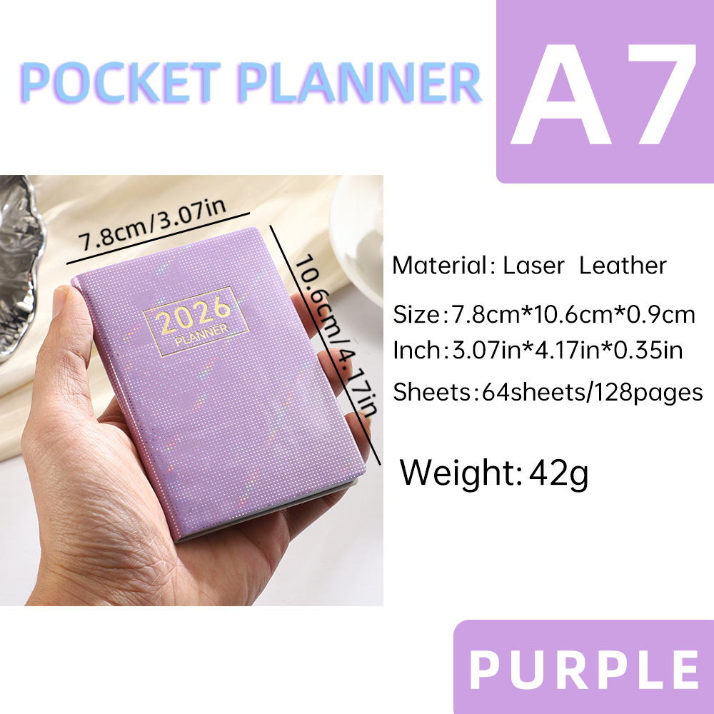 A7 English Notebook Laser Colorful Cover Calendar Starlight Color 8