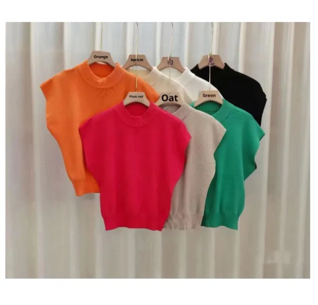 Half Turtleneck Knitted Bottoming Shirt Sleeveless Inner Match Oats - Shop at LoveMi