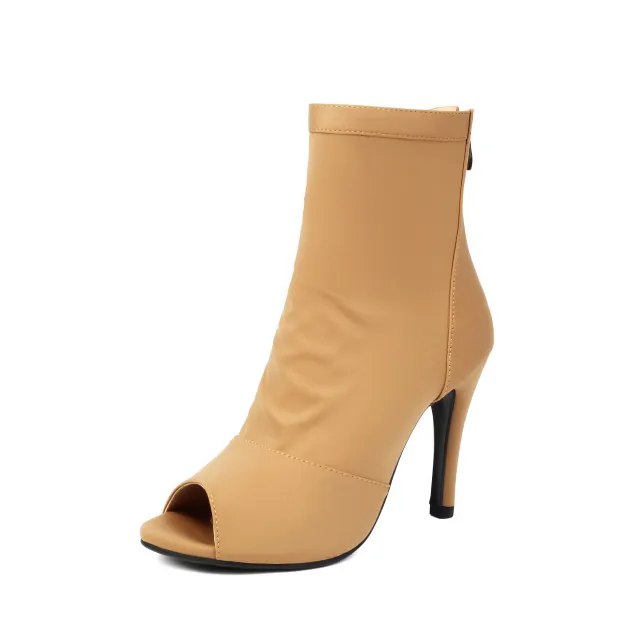 Indoor Shoe Soles High heeled Women's Stiletto Boots With Fishmouth Khaki - Shop at LoveMi
