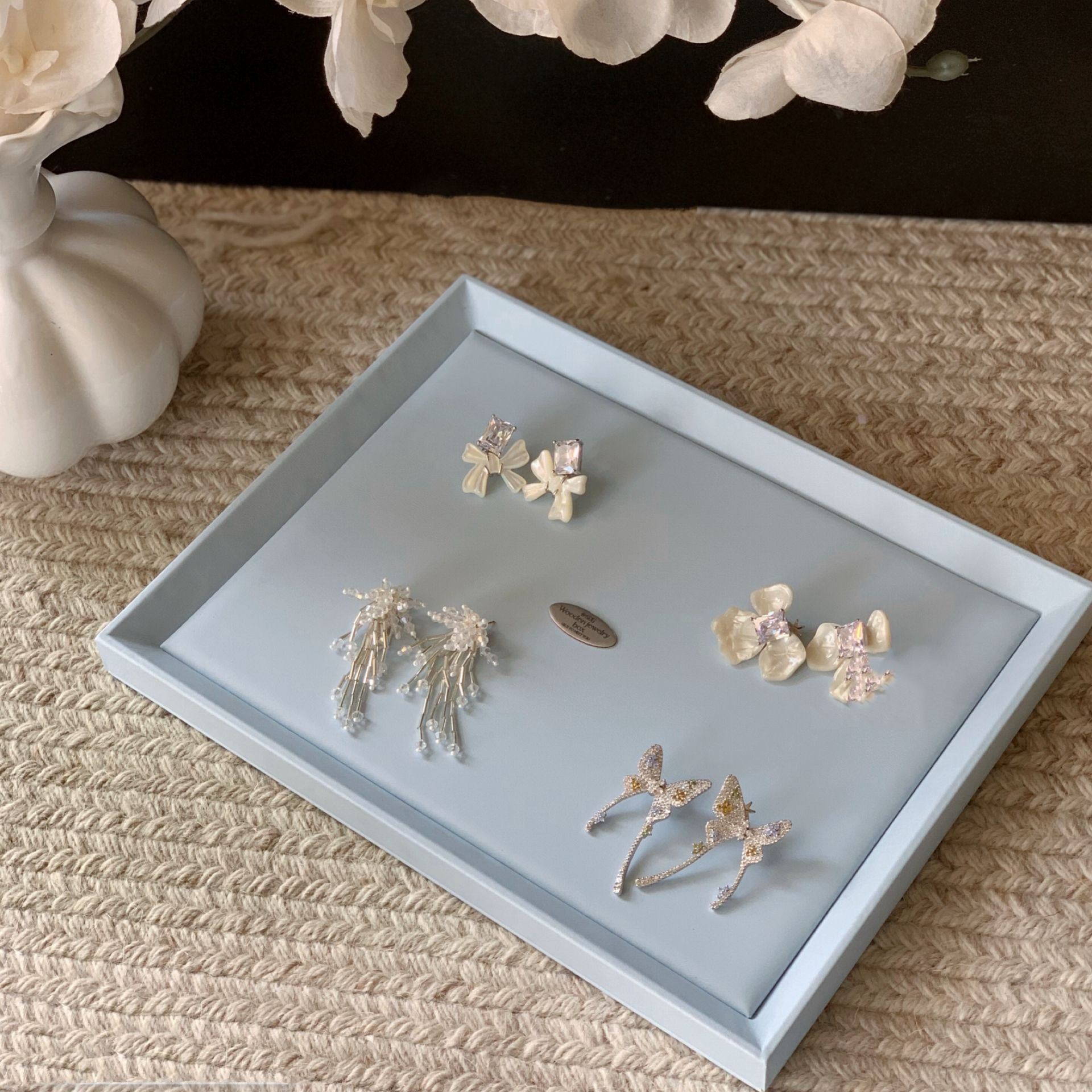 Vintage Blue Leather Jewelry Display Tray 93ebd463 Ed6f 4d79 861b 1ed0a23af7c8