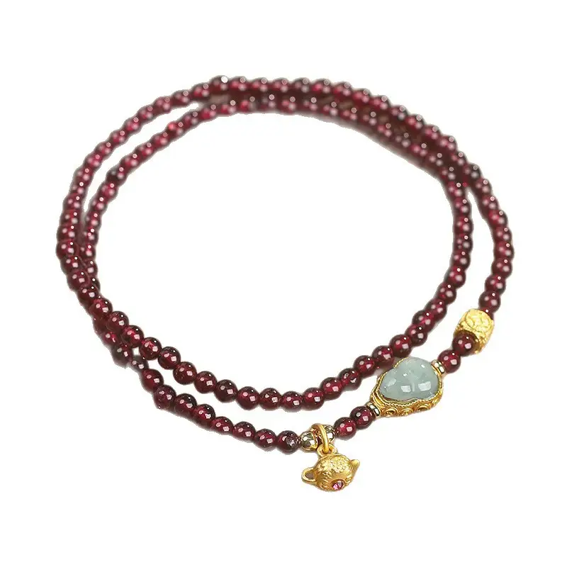 Natural Purple Garnet Bracelet For Women Peace Buckle Gourd Hand Jewelry