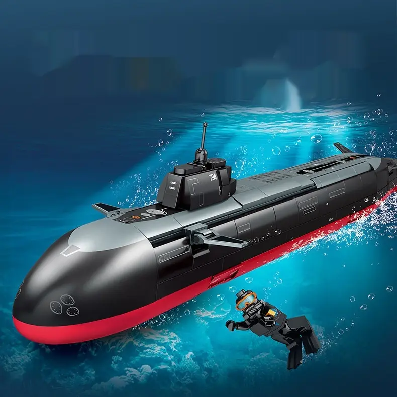 208100 Dragon Assault Submarine Military Assembly Model Gift Boys' Puzzle Assembly Small Particle Building Blocks