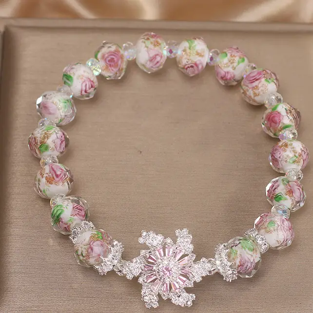 New Chinese Style Good-looking Colored Glaze Snowflake Bracelet