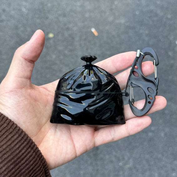 Original Black Silicone Trash Bag Earphone Case