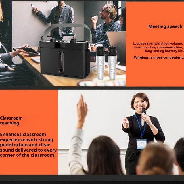 Outdoor Bluetooth Speaker Karaoke Double Microphone Classroom Teaching Meeting Party