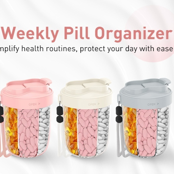 Supplement Storage Box Tablet Dispenser With 7 Different Vitamins