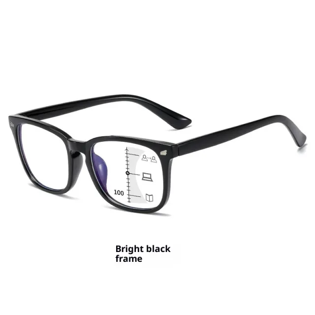 Progressive Multi focus Anti blue Light Reading Glasses Full Rim Frame Black - Shop at LoveMi