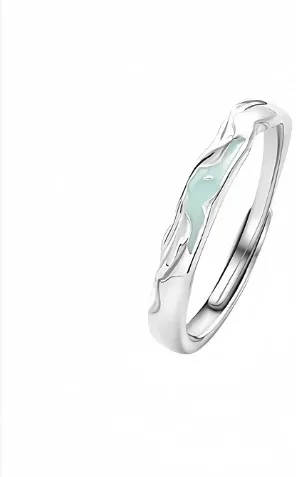 S925 Silver Couple Ring Female Men's Niche White Gold Color - Shop at LoveMi